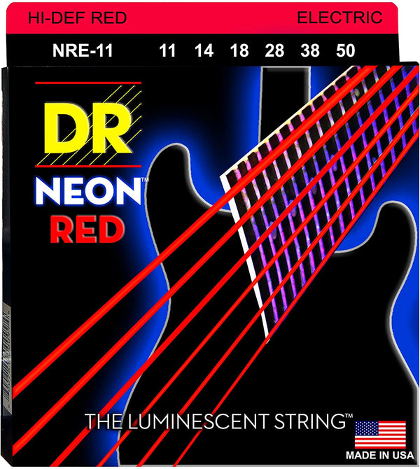 DR Handmade Strings Neon Red Electric Guitar Strings, Heavy (11-50)