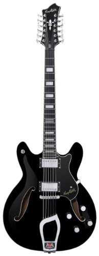 Hagstrom VIDLX12-BLK 12 String Viking Deluxe Model Electric Guitar in Black Gloss