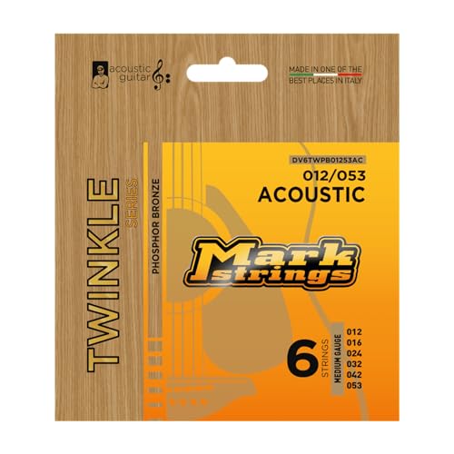 Markbass DV6TWPB01253AC Twinkle Series 80/20 Acoustic Guitar String Set, Medium (12-56)