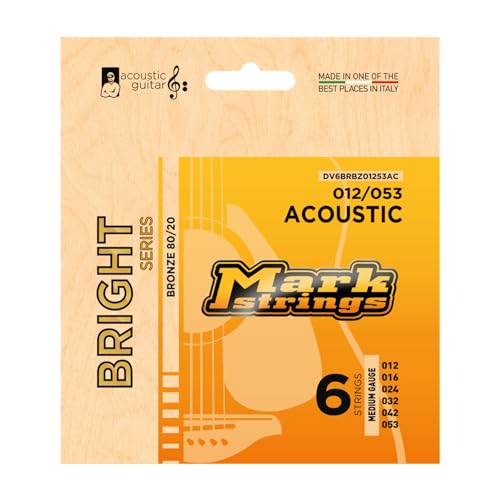 Markbass DV6BRBZ01253AC Bright Series Bronze 80/20 Acoustic Guitar String Set, Medium (12-53)