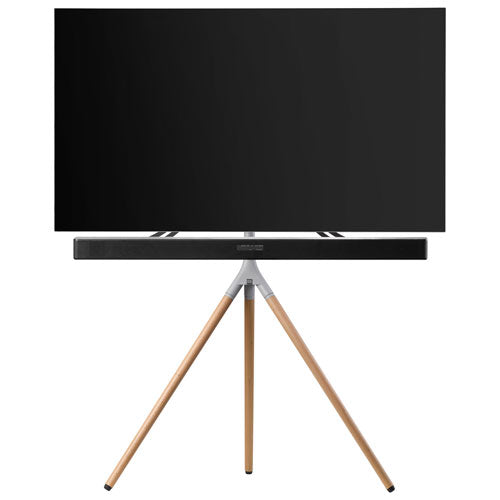 One For All 32" - 65" Tripod TV & Sound Bar Stand - Oak /Silver Grey
