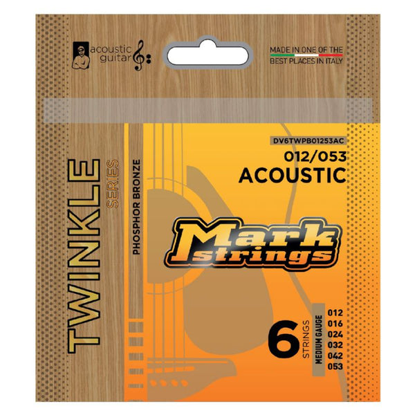 Markbass DV6TWPB01253AC Twinkle Series 80/20 Acoustic Guitar String Set, Medium (12-56)