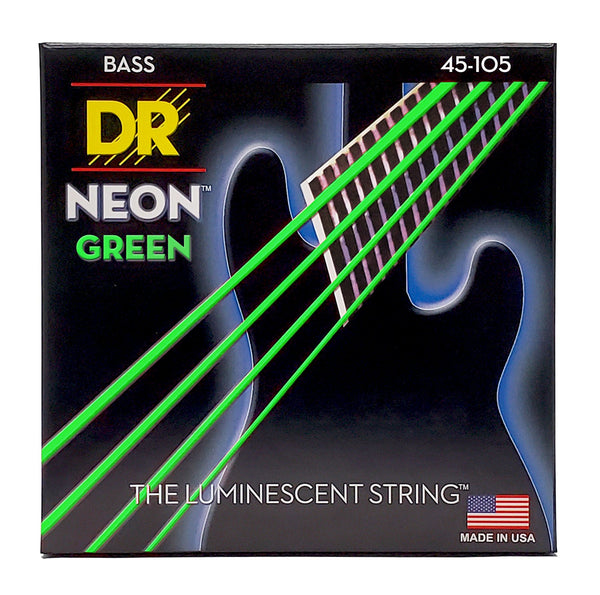 Neon Green Coated Bass Strings, Medium (45-105)