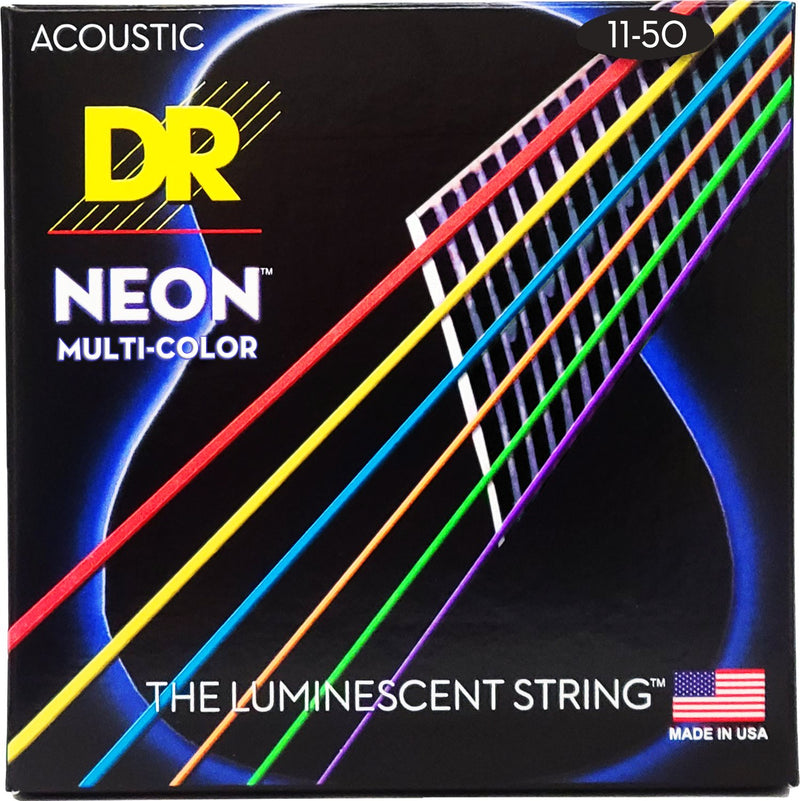 Neon Multi-color Coated Acoustic Guitar String, Custom Light (11-50)
