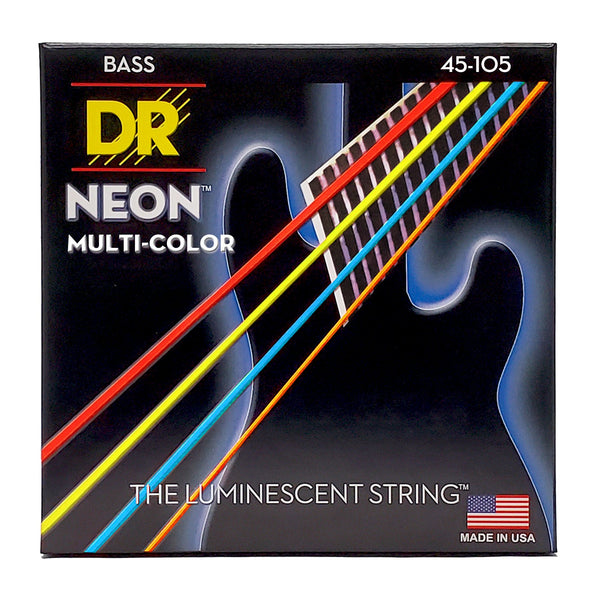 Neon Multi-color Coated Bass Strings, Medium (45-105)