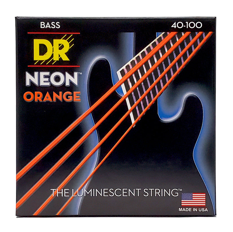 Neon Orange Coated Bass Strings, Light (40-100)