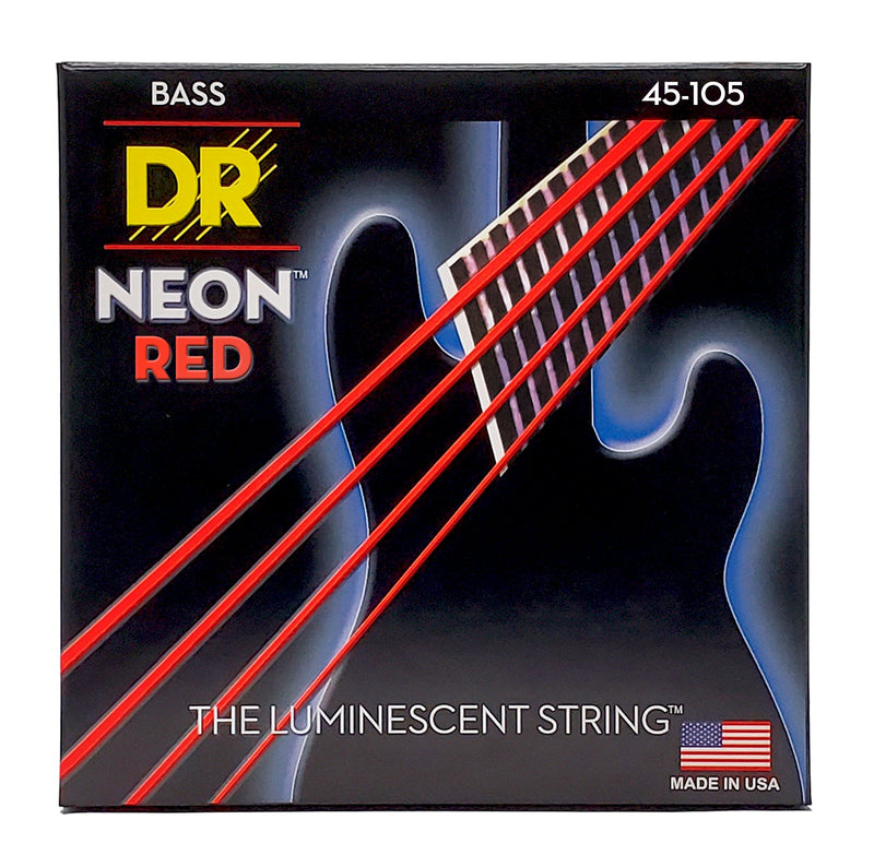 DR Handmade Strings Neon Red Bass Strings, Medium (45-105)