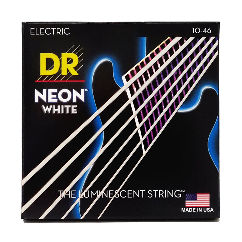 DR Handmade Strings Neon White Coated Electric Guitar Strings, Medium (10-46)