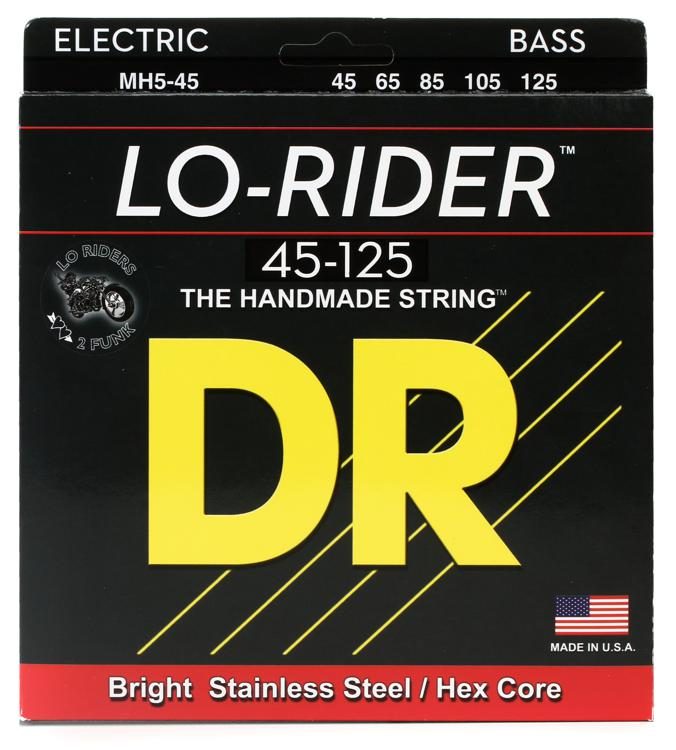 DR Handmade Strings Lo-rider 5-String Bass Strings, Medium (45-125)