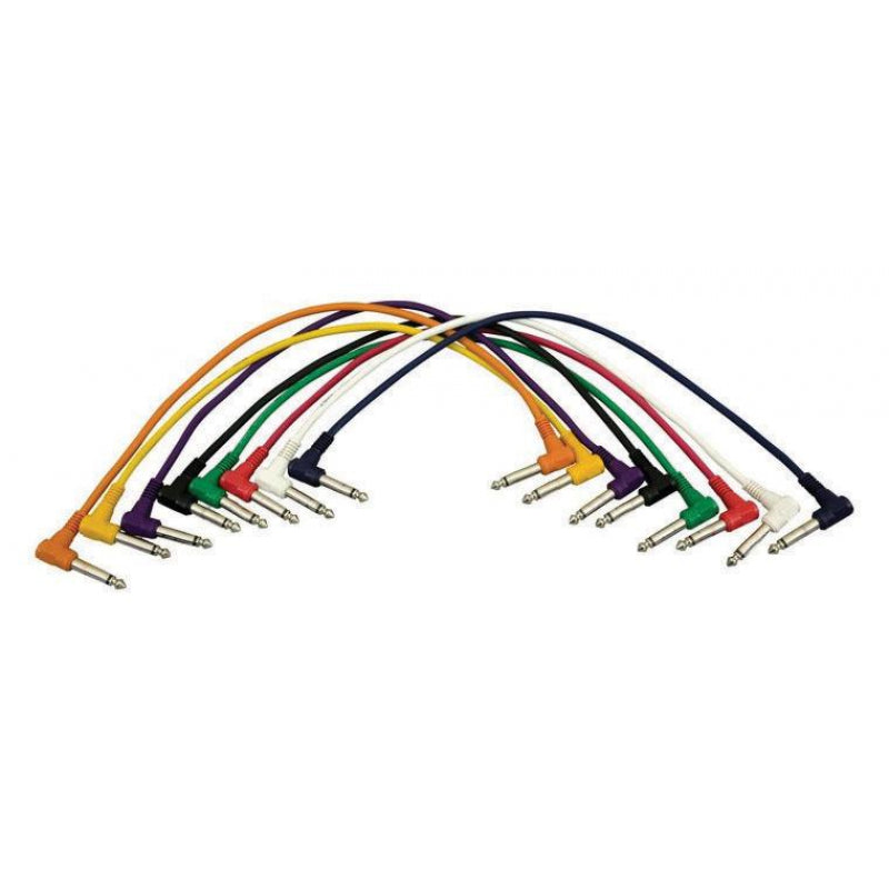 Right-Angle 1/4" Patch Cables - Right-Angle QTR-Right-Angle QTR, 8-pack