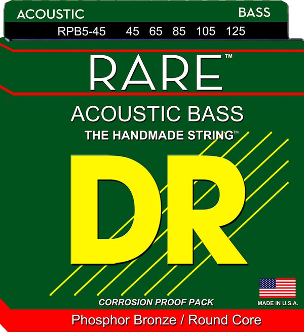 DR Handmade Strings Rare Phosphor 5-String Bass Strings, Medium (45-125)