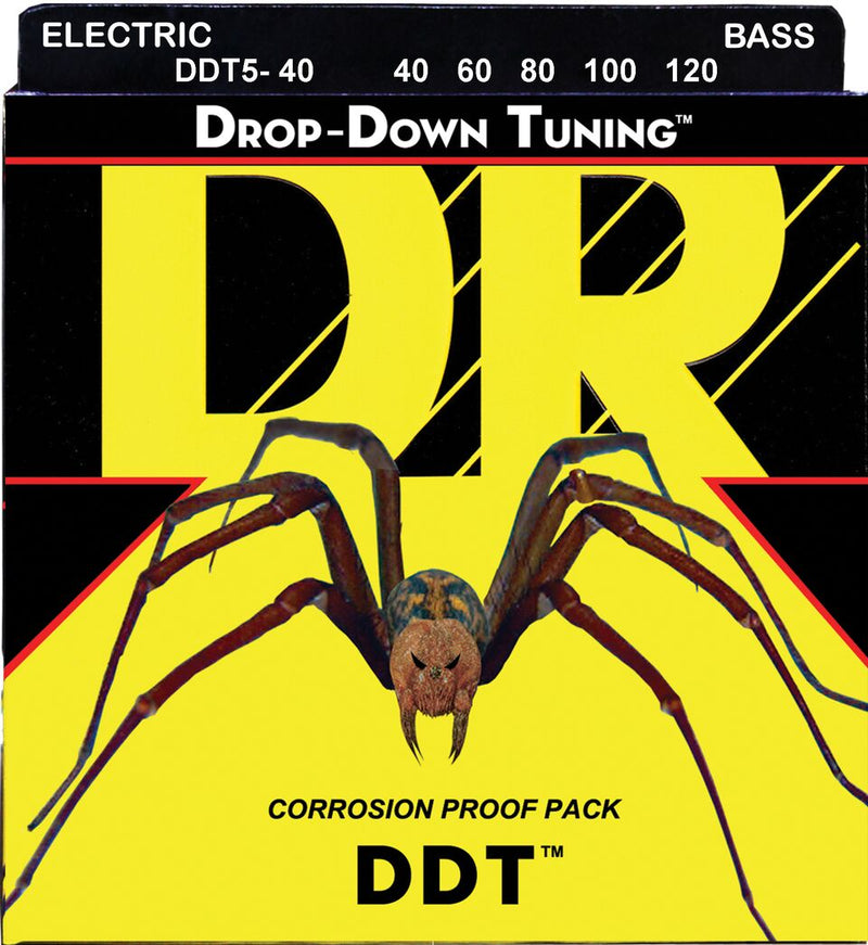 DR Handmade Strings DDT Drop-down Tuning 5-String Bass Strings, Light (40-120)