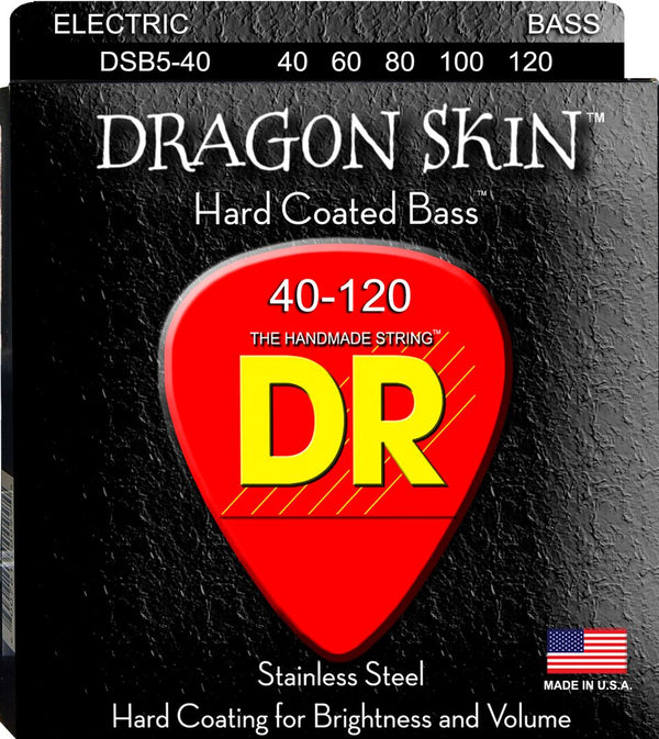 Cordes de guitare basse 5 cordes enduites de peau de dragon, légères (40-120)